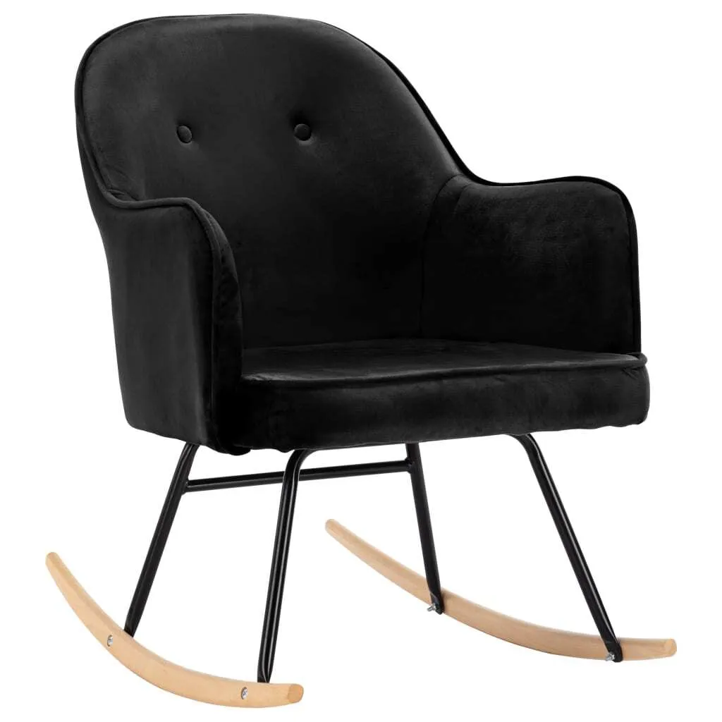 Poltrona a Dondolo Nera in Velluto | Comfort Luxury per Interni