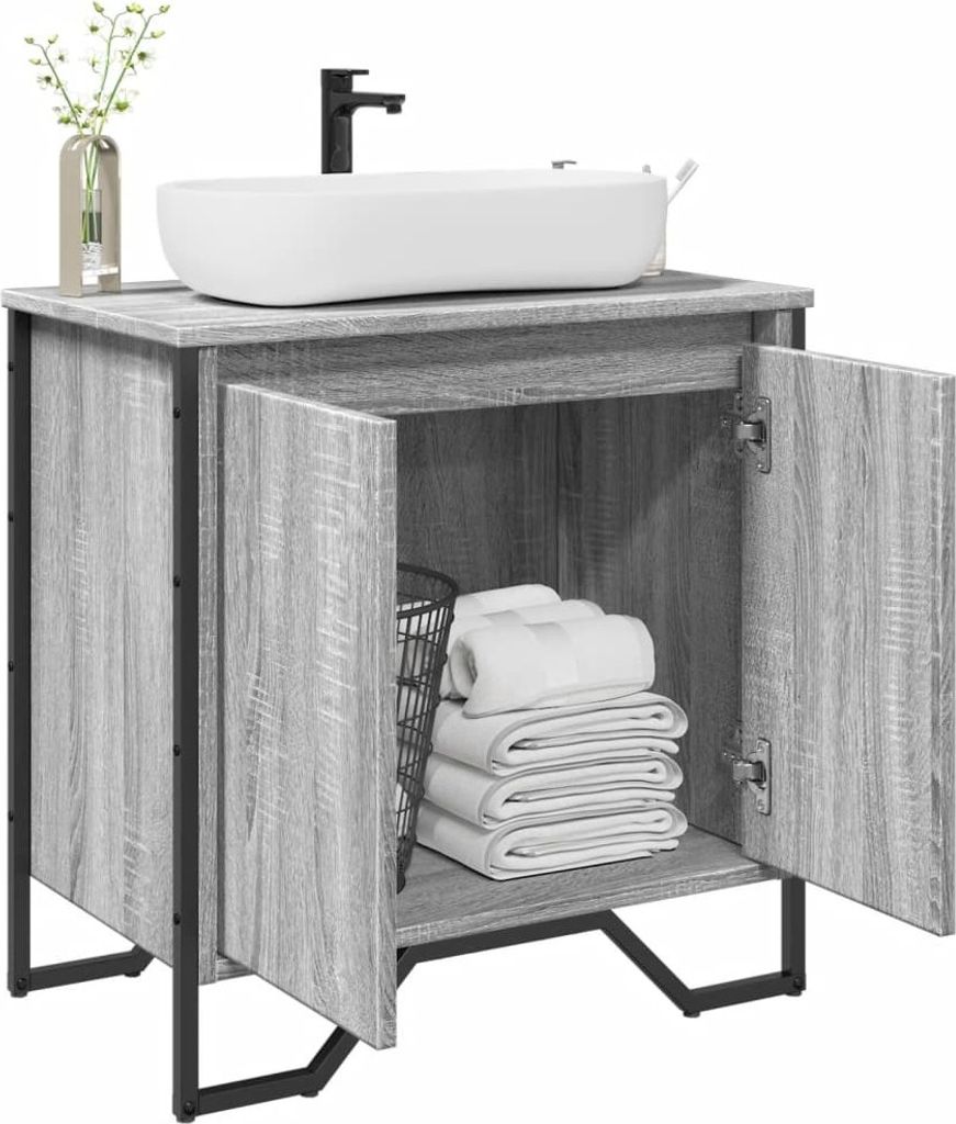 Design Waschbeckenunterschrank Grau Sonoma 60x35x60 cm Holzwerkstoff, Badezimmerschränke 2024 Neu