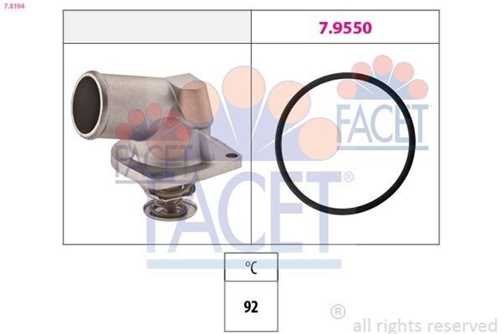FACET Thermostat Kühlmittel 92°C für OPEL Astra G CC (T98) Corsa B Schrägheck (S93) Astra G Caravan (T98) Astra F CC (T92) Astra G Limousine (T98)