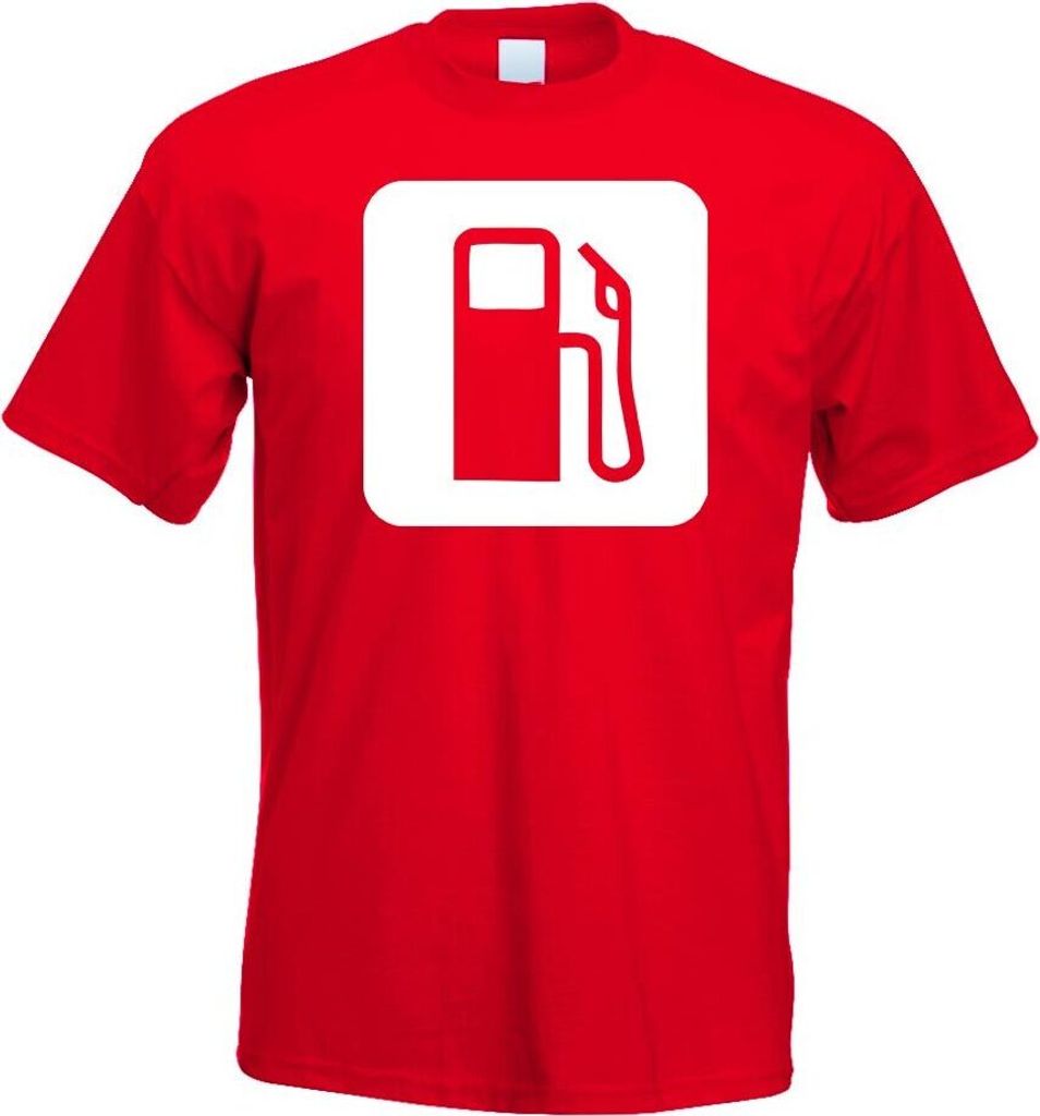 Kiwistar - T-Shirt - rot - Tankstelle Zapfsäule Piktogramme Herren Funshirt Bedruckt Design Sprüche Spruch Motive - mit Motiv Bedruckt - Funshirt...