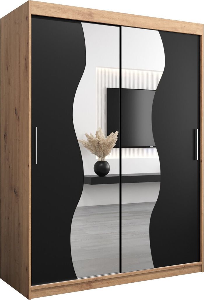 Kleiderschrank, Schiebetürenschrank Schlafzimmer, Schrank mit Spiegel MADRYT 150 cm