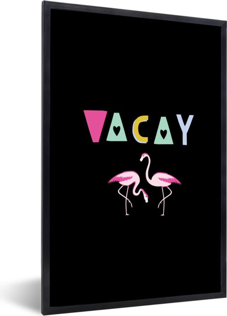 MuchoWow Gerahmtes Poster Sommer - Flamingo - Zitat 40x60 cm - Poster mit Schwarzem Bilderrahmen Wandposter Rahmen Foto Bilder - Papierdruck - Wa...