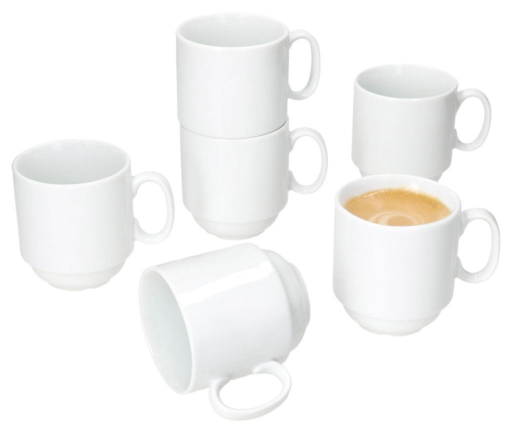 6er Set Tommy Kaffeebecher 220ml weiß Porzellan 6 Personen Produktbild 