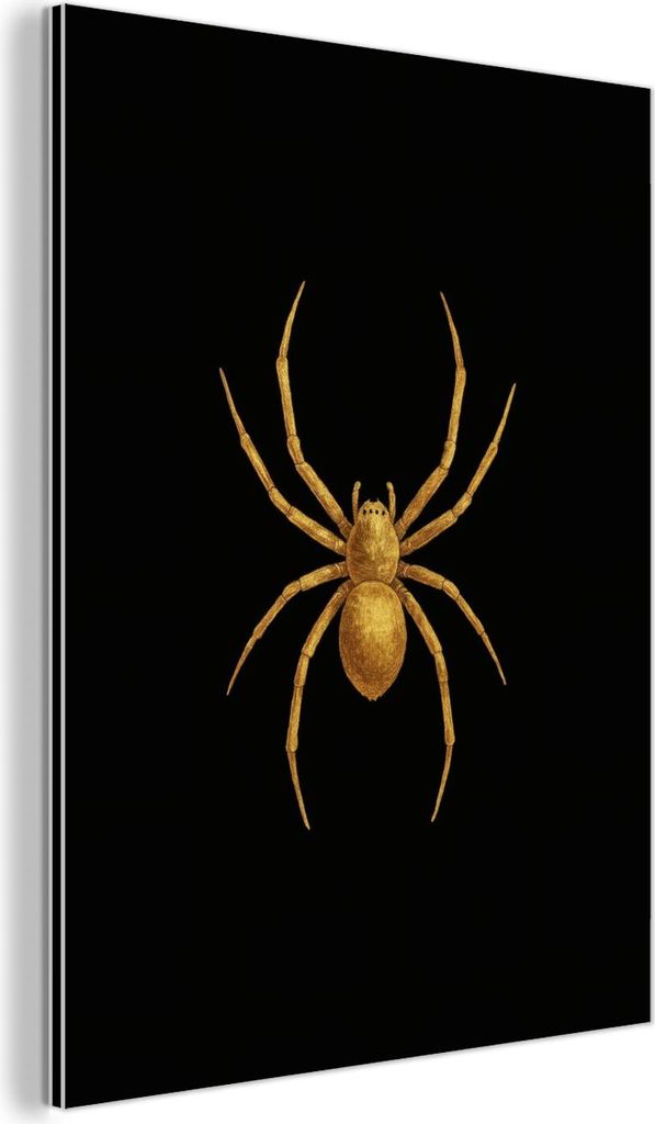 MuchoWow Wanddekoration Metall Metallbild Wandkunst 30x40 cm Spinne - Gold - Minimalistisch - Beine MuchoWow Aluminium Gemälde - Bilder