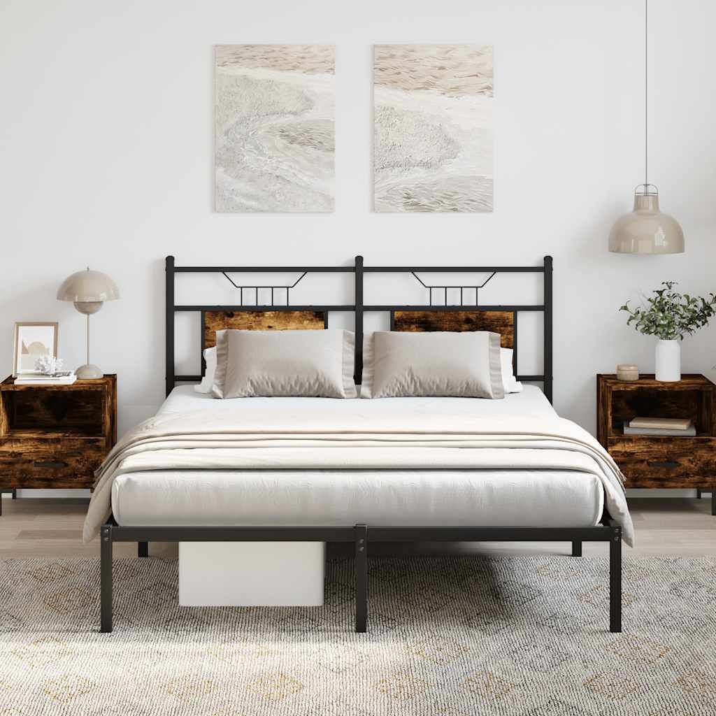 Maison Exclusive - Bettgestell ohne Matratze Räuchereiche 137x190 cm Holzwerkstoff
