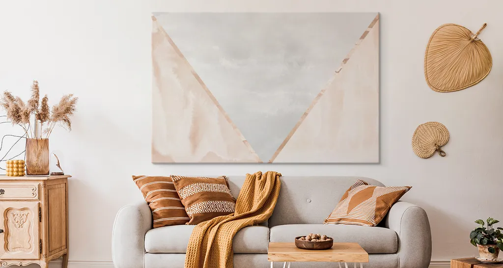 Pittura Astratta Triangolo XXL 120x80 | Arredo Casa Design Moderno - 2