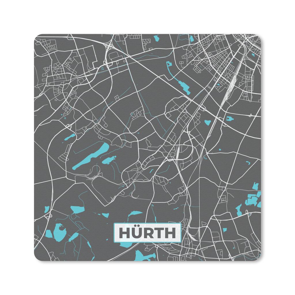MuchoWow Mauspad Mousepad Karte - Stadtplan - Hürth - Deutschland - Blau 30x30 cm - Mousepads - Maus Mat - Pad - Mausunterlage - Gaming