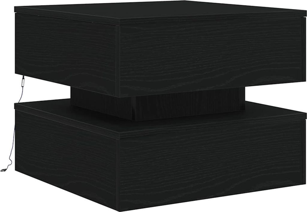 Couchtisch mit LED-Leuchten Schwarz Eichen-Optik 50x50x40 cm