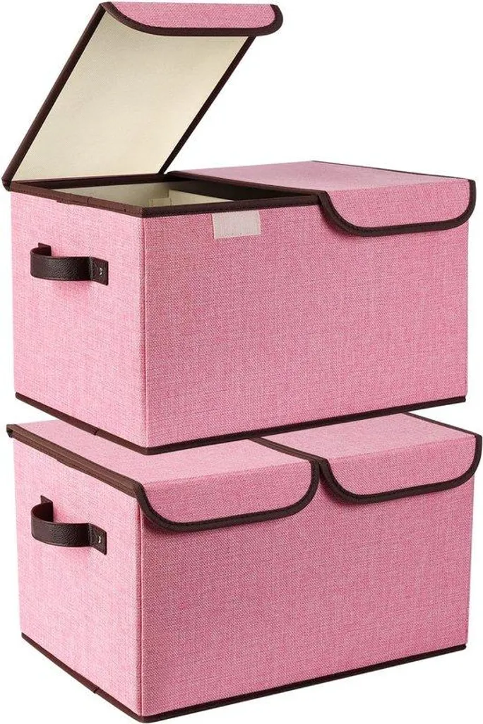 Boîte de rangement vêtements 30 litres rose - Bac de tri avec couvercle