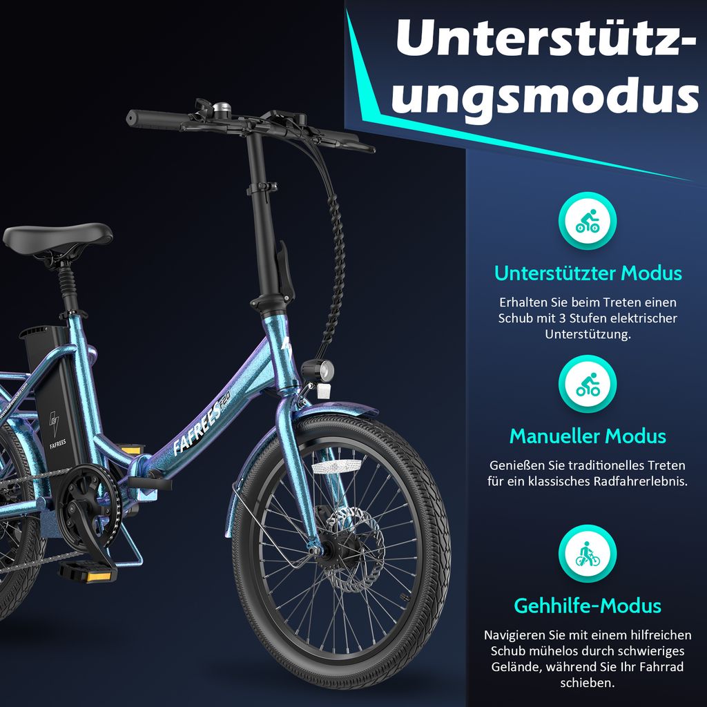 E Bike 20 Zoll Mit Rücktrittbremse 20 zoll E-bike max. Reichweite 150 km F20 | Kaufland.de