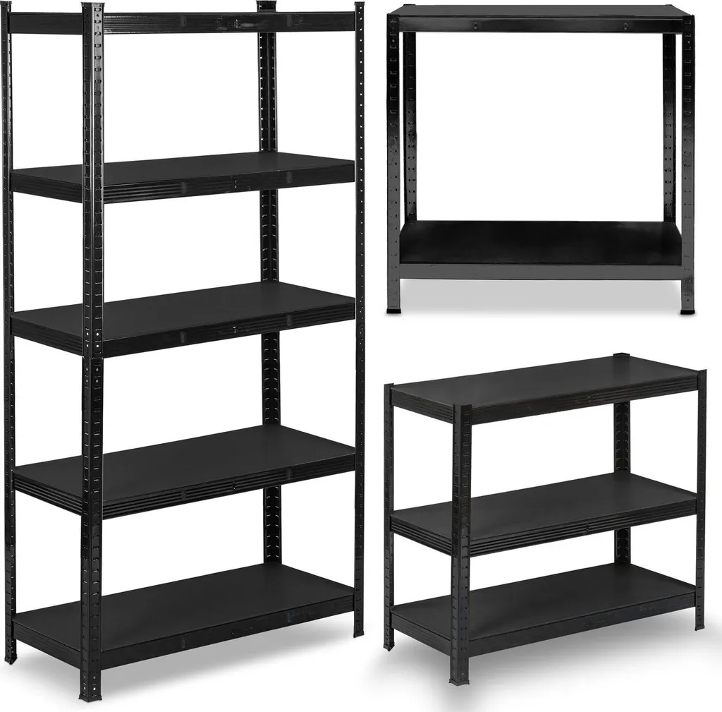 Étagère de garage robuste 180x90x40 cm en acier noir sans boulon