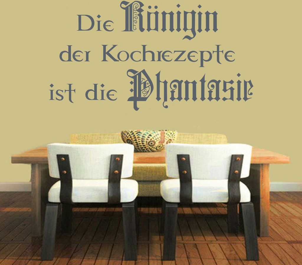 Wandtattoo - Wandaufkleber - Wandtattoo "Die Königin der Kochrezepte" - 112cm x 58cm anthrazit - Dekoration Küche Wohnzimmer Wand