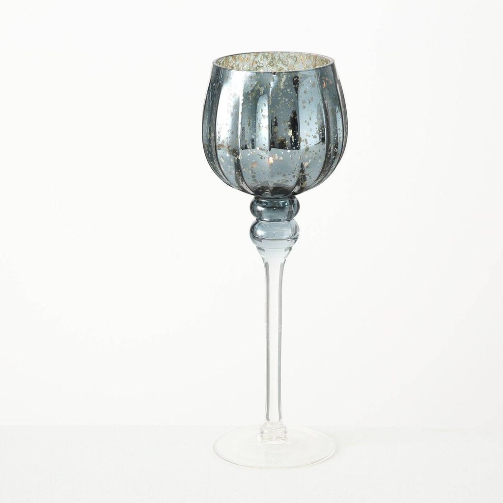 Deco 79 Hurricane Glas Kerzenhalter, 35,6 Cm Hoch – Rustikale Deko Mit Silbernem Standfuß