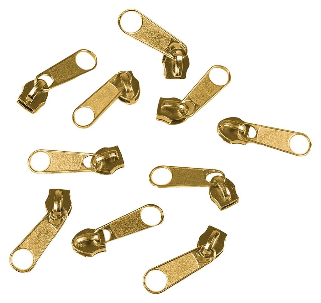 10 Reißverschluss Zipper für Endlosreißverschluss, 3mm, gold