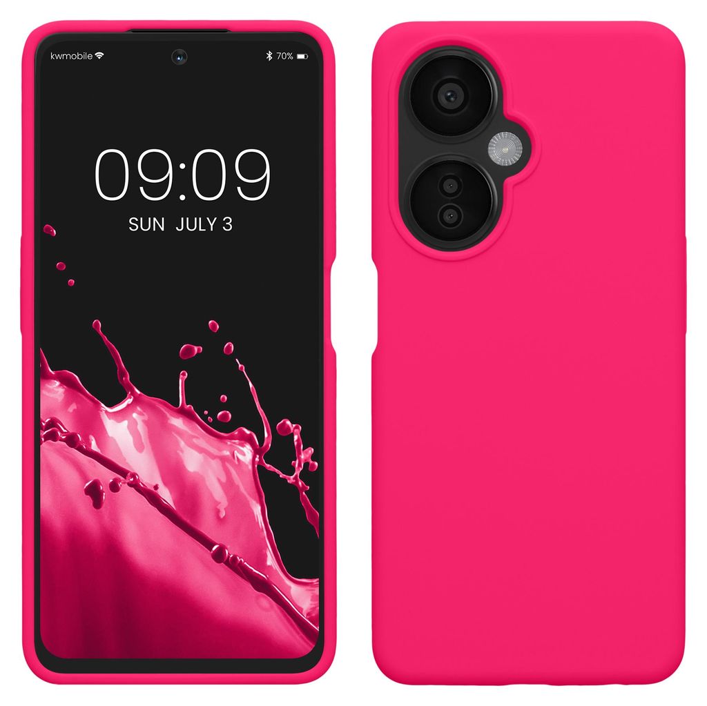 kwmobile Handyhülle für OnePlus Nord CE 3 Lite 5G / Nord N30 5G Hülle - Case Silikon - Kabelloses Laden - Schutzhülle Cover in Neon Pink