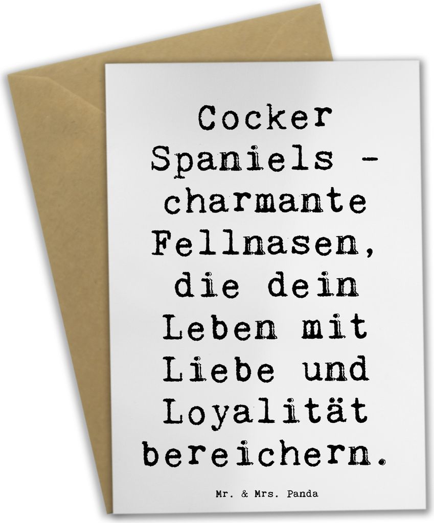 Mr. & Mrs. Panda valentinstagskarte Spruch Cocker Spaniel Liebe - Weiß - Geschenk, Hunderassen, Hunderasse, Charakter, weihnachtskarten, verspielt...