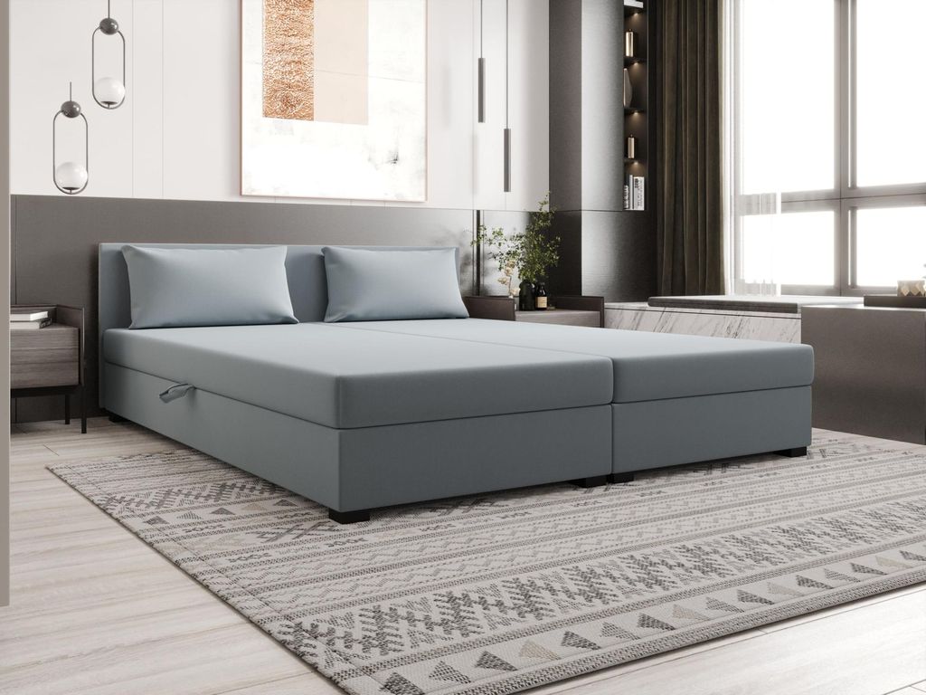 Doppelbett 140x200 ZAJDA DOUBLE 1 mit Stauraum - blaugrau