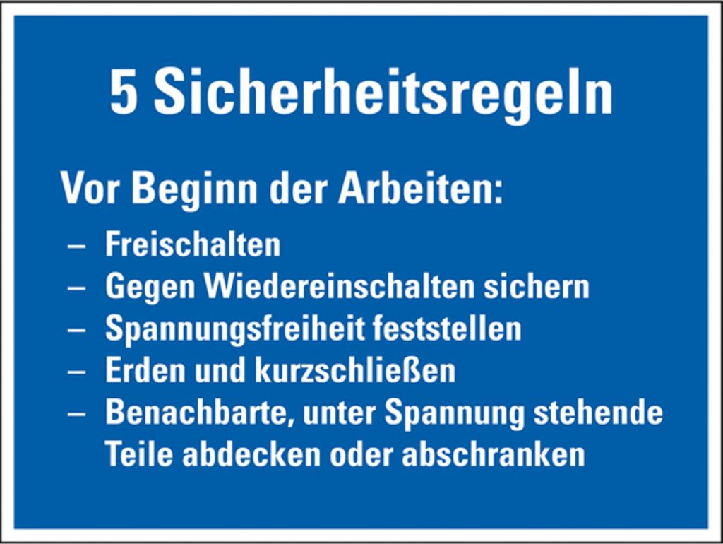 Dreifke Hinweisschild 5 Sicherheitsregeln Vor der Arbeit, Recycling-Verbundp...