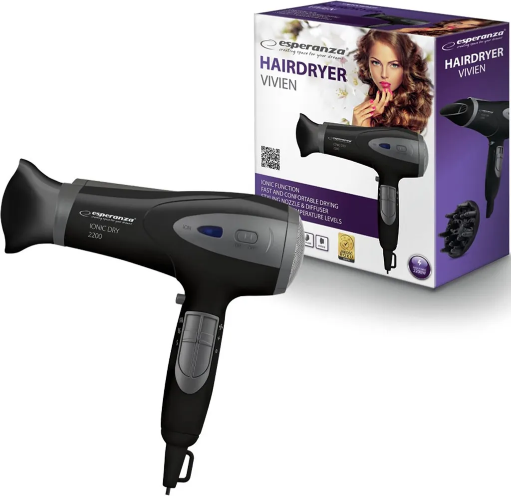 Sèche-cheveux noir ESPERANZA EBH005K idéal pour brushing rapide matin - 8