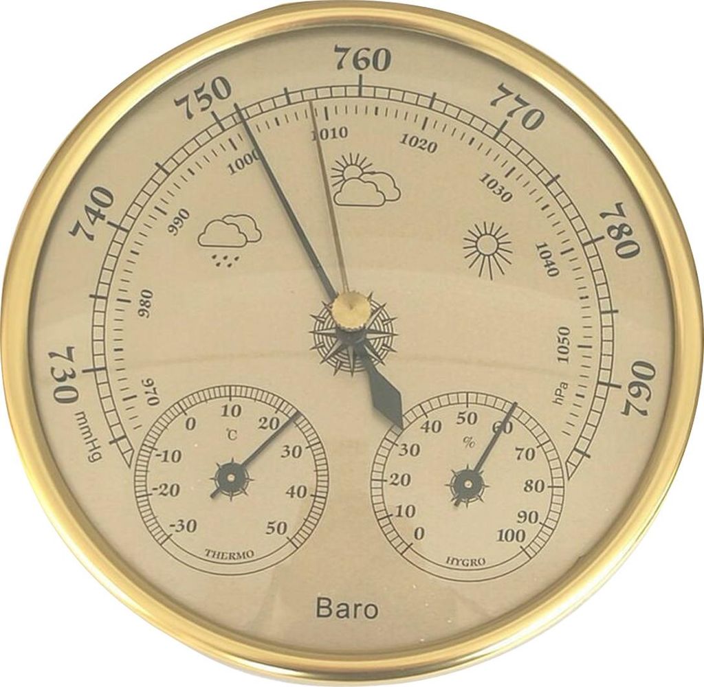 Barometer, Wetterstation mit Barometer und Thermometer-Hygrometer, 3-in-1 analoge Wandwetterstation für den Innen- und Außenbereich
