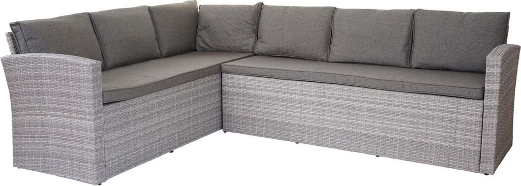 Poly-Rattan Sofa-Garnitur MCW-A29, zwei 3er-Sofas Gartengarnitur Lounge-Sofa Garten hellgrau Kissen grau