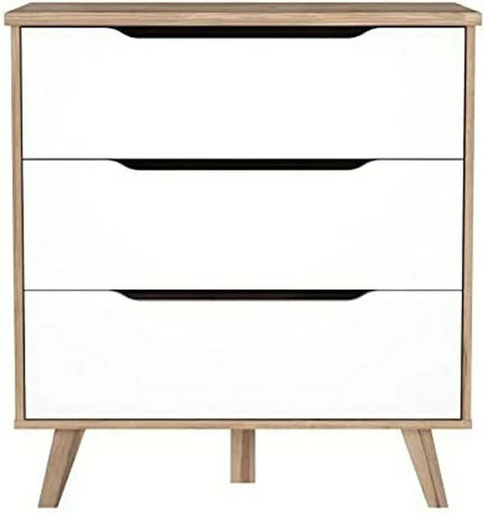 Caisson à Tiroirs Vankka en Bois Chêne Véritable - 80 x 42 x 86,3 cm