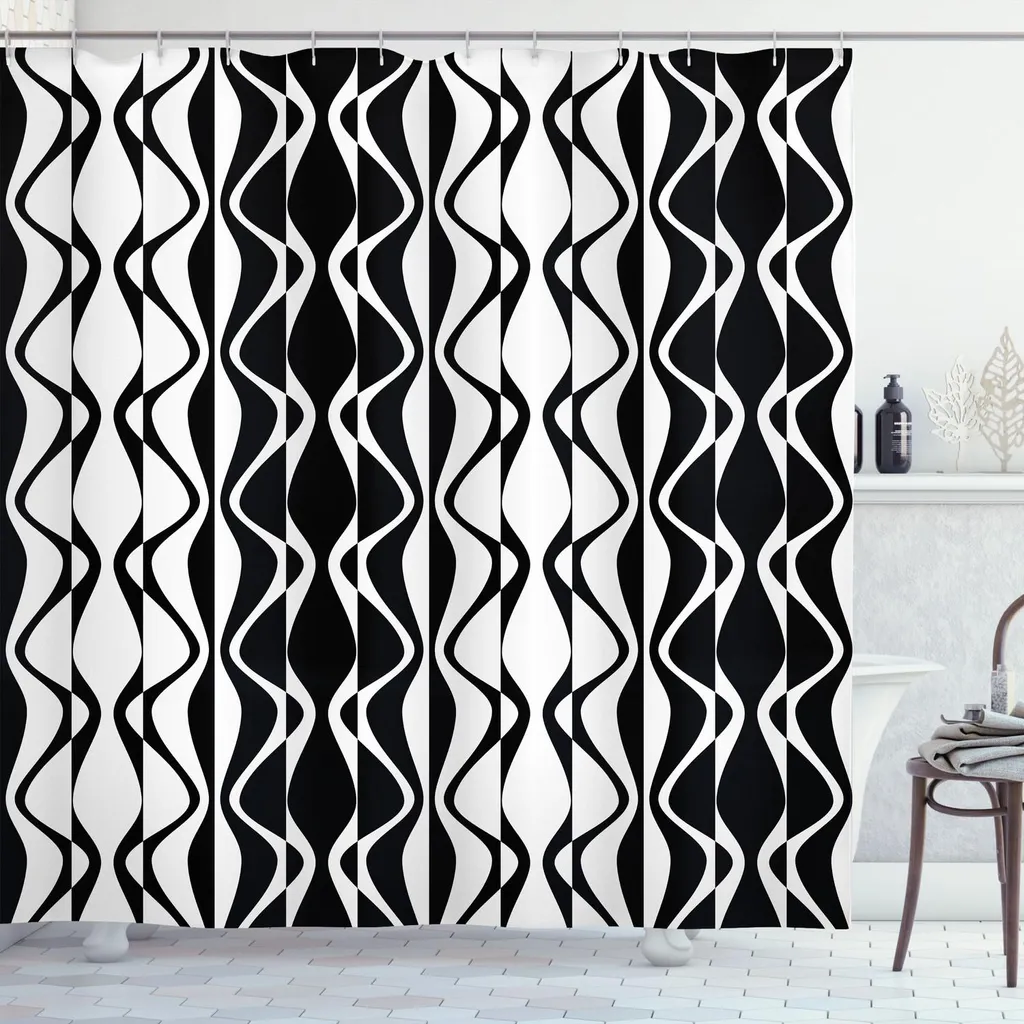 Tenda da Doccia Geometrica Abakuhaus Minimalista Bianco e Nero