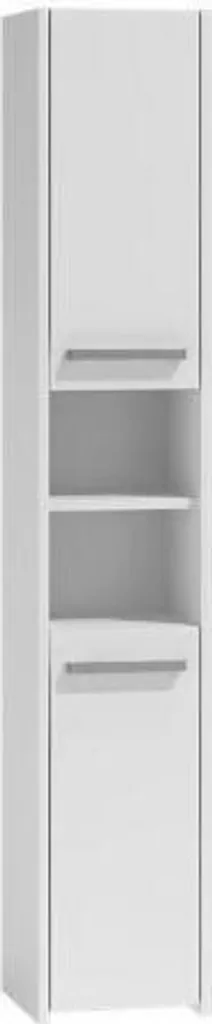 Armoire de salle de bain haute MARGO blanc mat avec étagères design