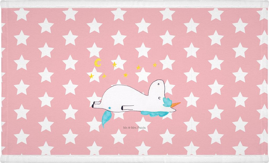 Mr. & Mrs. Panda Handtuch Einhorn Sternenhimmel - Rot Pastell - Geschenk, Flauschtuch, Sterne, baumwolle, Frotteehandtuch, 50x100, 100x50, Unicorn,...