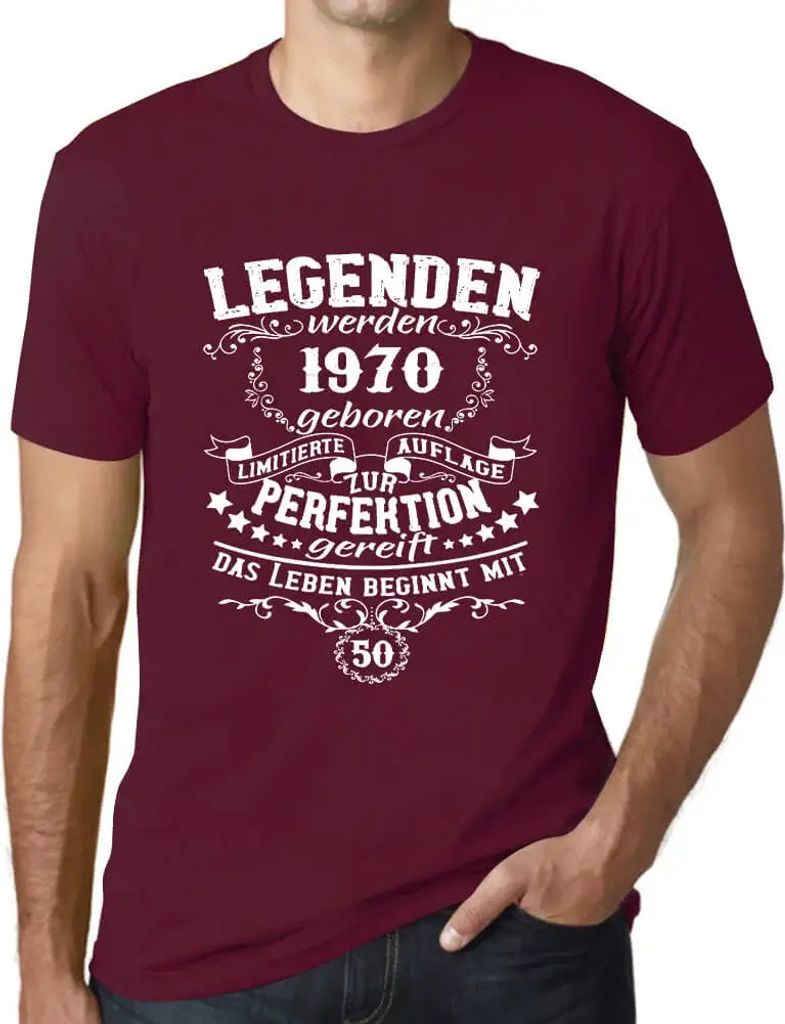 Herren Grafik T-Shirt Legende Zur Perfektion Gereift Öko-Verantwortlich Vintage Jahrgang Kurzarm Lustige Druck Geburtstag Geschenk Mann