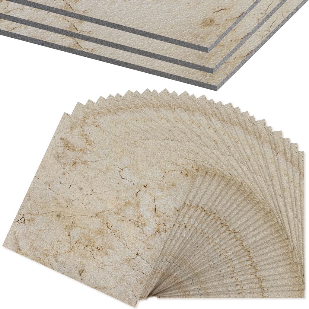 Sessamen-LP PVC Bodenbelag Selbstklebend, Klebefliesen Vinylboden Rutschfest, Fliesenaufkleber Badezimmer Wasserfest, fš¹r Schlafzimmer Wohnzimme...