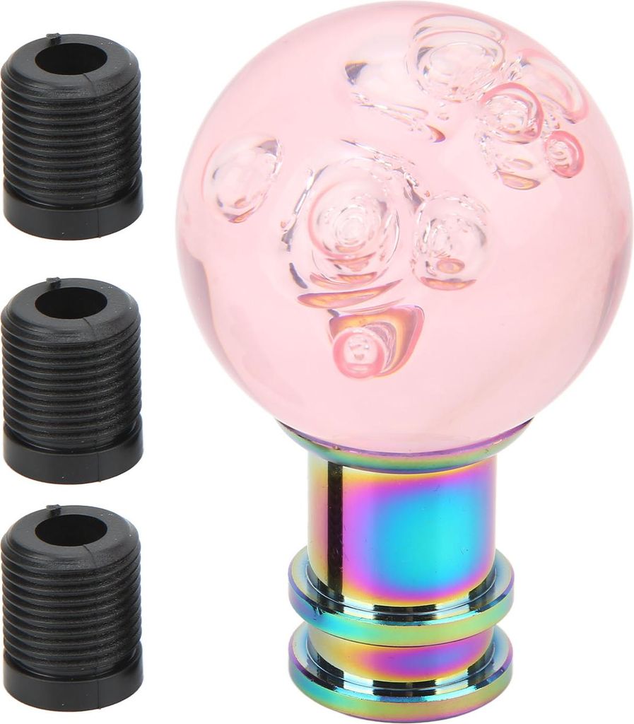 Schaltknopf mit M8 M10 M12 Adapter Universal Acryl transparenter Blasenstil Shifter Kopf für Auto Rosa
