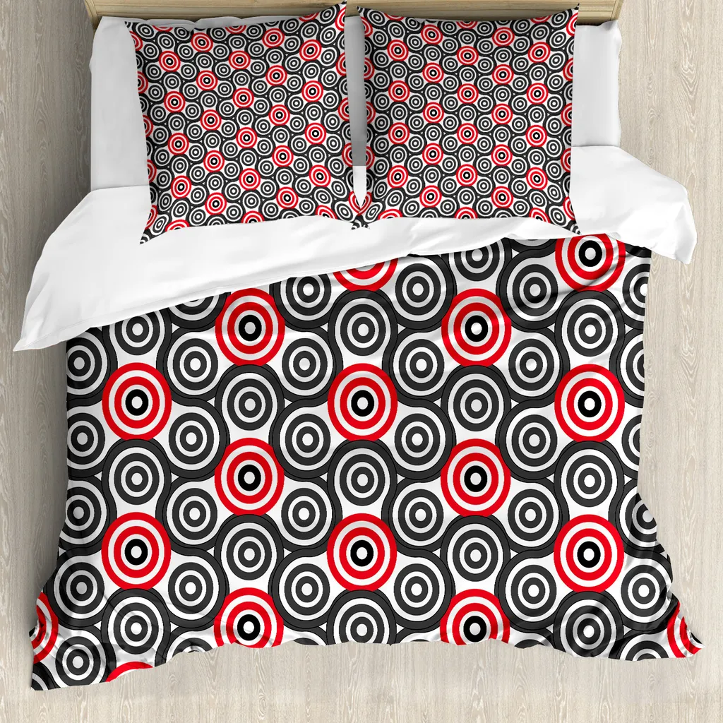 ABAKUHAUS Copripiumino Oval Mosaic 200x200 Rosso Nero Antiacaro