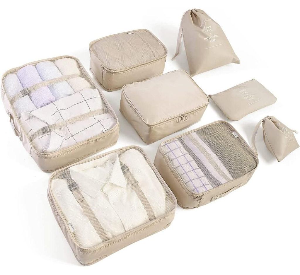 Reise-Organizer Set 8-teilig, Wasserdichter Packwürfel, Für Produktbild 