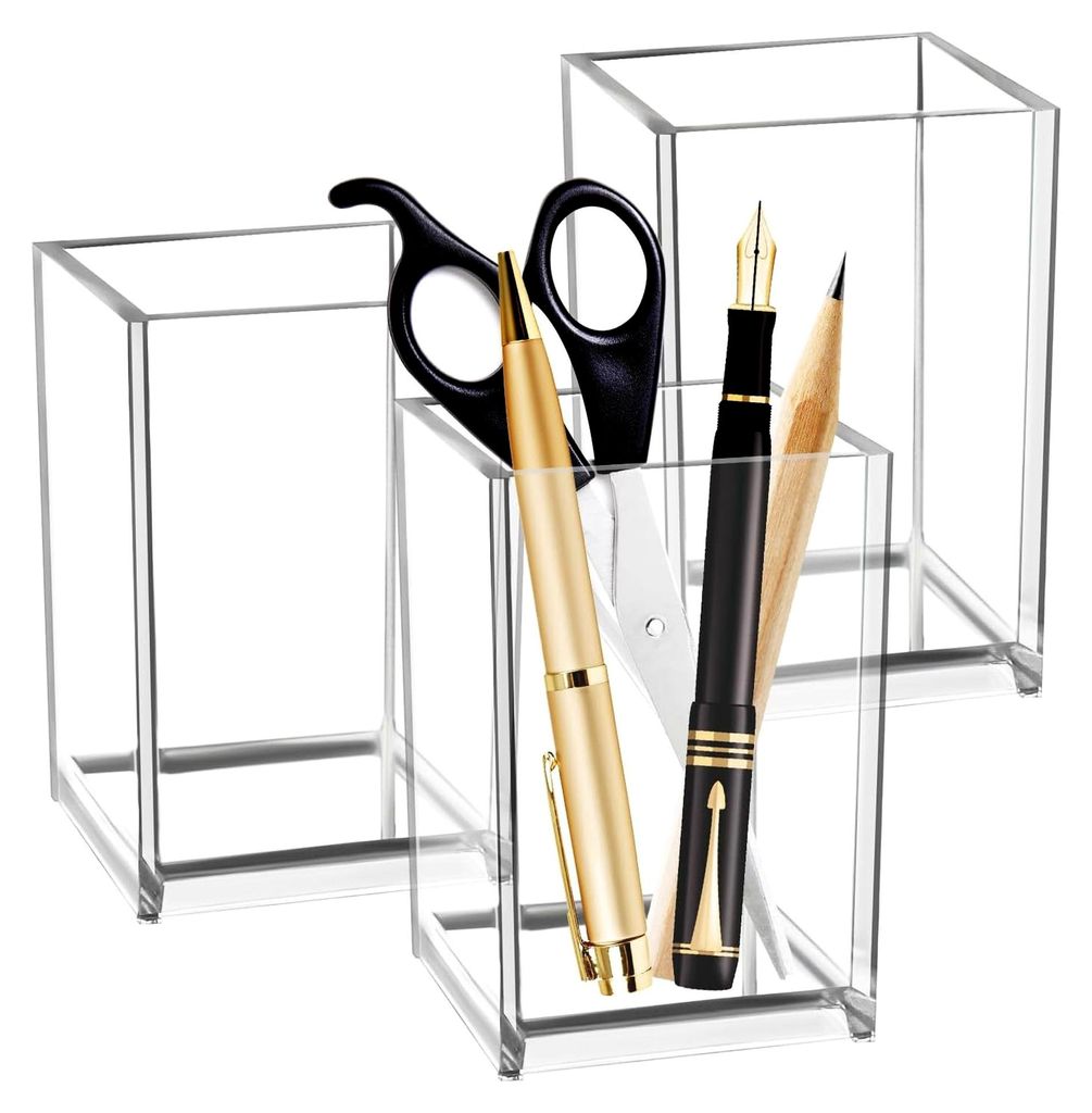 Acryl Stiftehalter, 3 Stück, transparenter Stifteköcher für Make-Up Pinsel, Schrein Organizer, 10x6.5x6.5cm