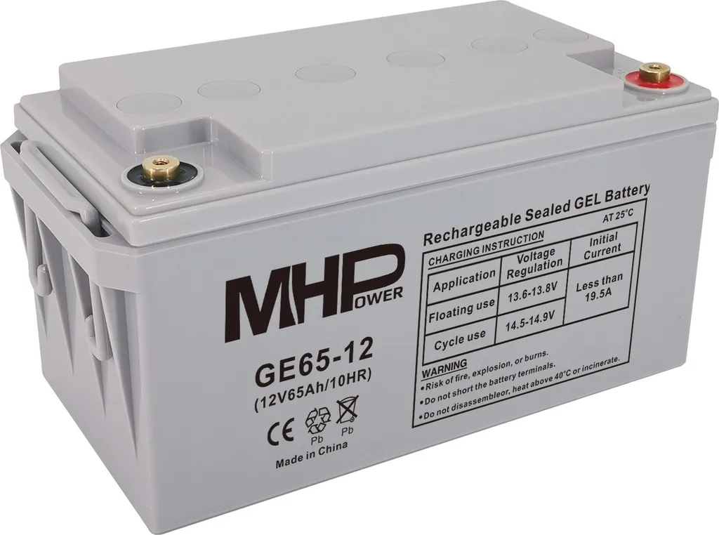 Batterie 12V 65Ah GEL MHPower pour Camping-Car, Fourgon et Nautisme 12V