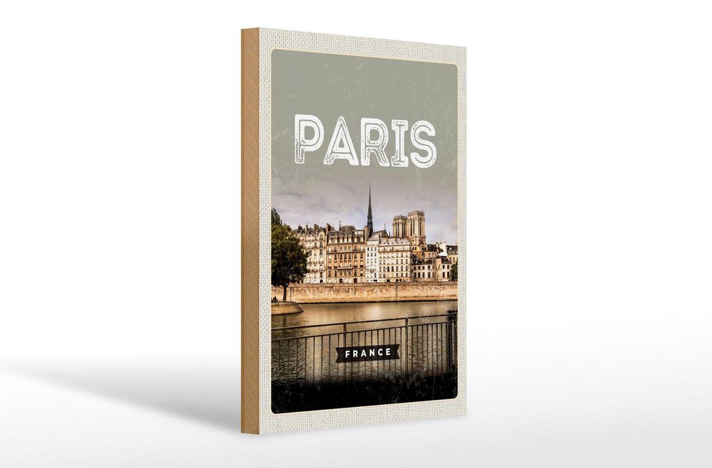 Holzschild Reise 20x30cm Paris Frankreich Architektur