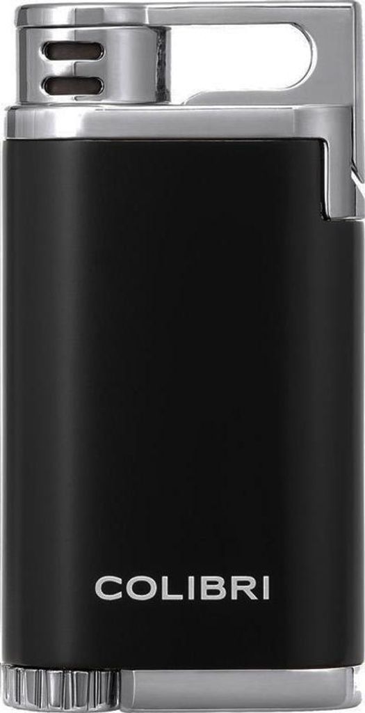 Colibri *Belmont II* Feuerzeug schwarz/chrom mit Jet Flame + Füllstandanzeige