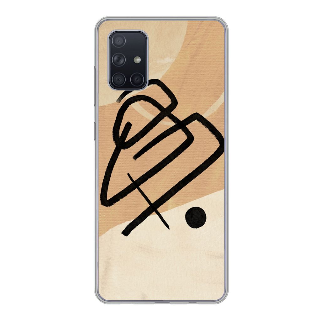 MuchoWow Handyhülle Schutzhülle Hülle für Samsung Galaxy A51 Schwarz - Design - Braun Silikon Softcase Handy Hülle - Schutzabdeckung