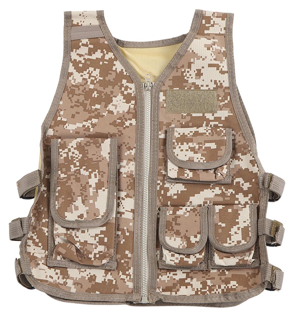 Kinder-Kampfweste, Oxford-Stoff, Taille verstellbar, mit mehreren Taschen, für Kinder, zum Wandern, Bergsteigen, Tarnung, L