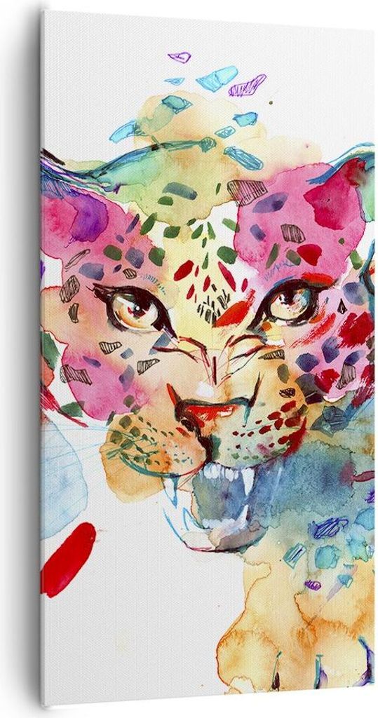 Bild auf Leinwand - Leinwandbild - Farbe Konzept Katze - 65x120cm - Wand Bild - Wanddeko - Leinwanddruck - Bilder - Kunstdruck - Wanddekoration - L...