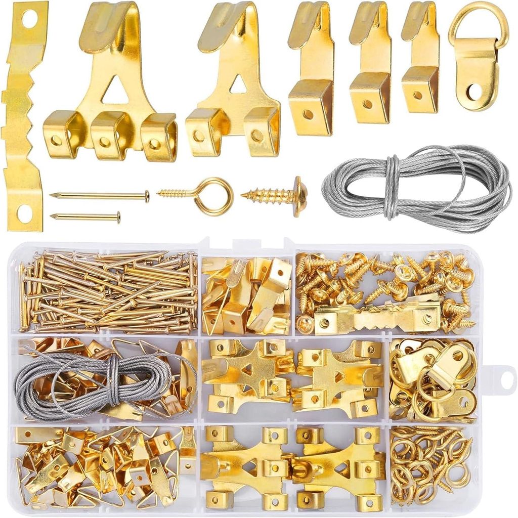 Set mit 250 Bilderhaken, Nagelhaken, Nägel zum Aufhängen von Bildern, Bilderaufhängesysteme, Bilderrahmenaufhängesysteme, Schraubhaken, Bildera...