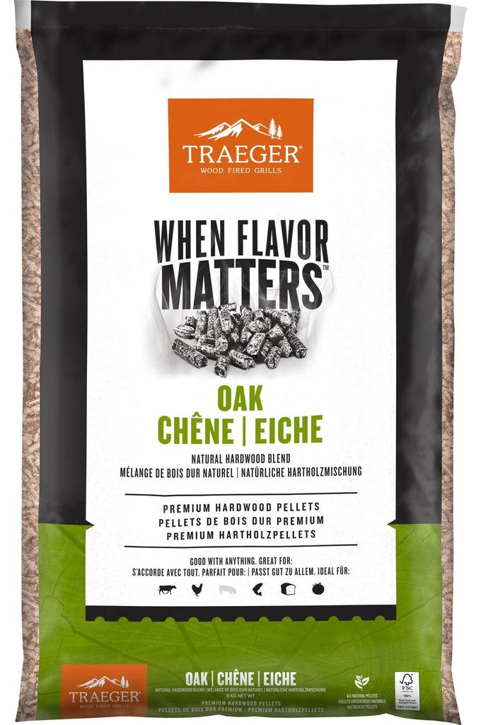 Traeger Hartholz Pellets Eiche9 kg Beutel BBQ Räuchern Smoken Chips