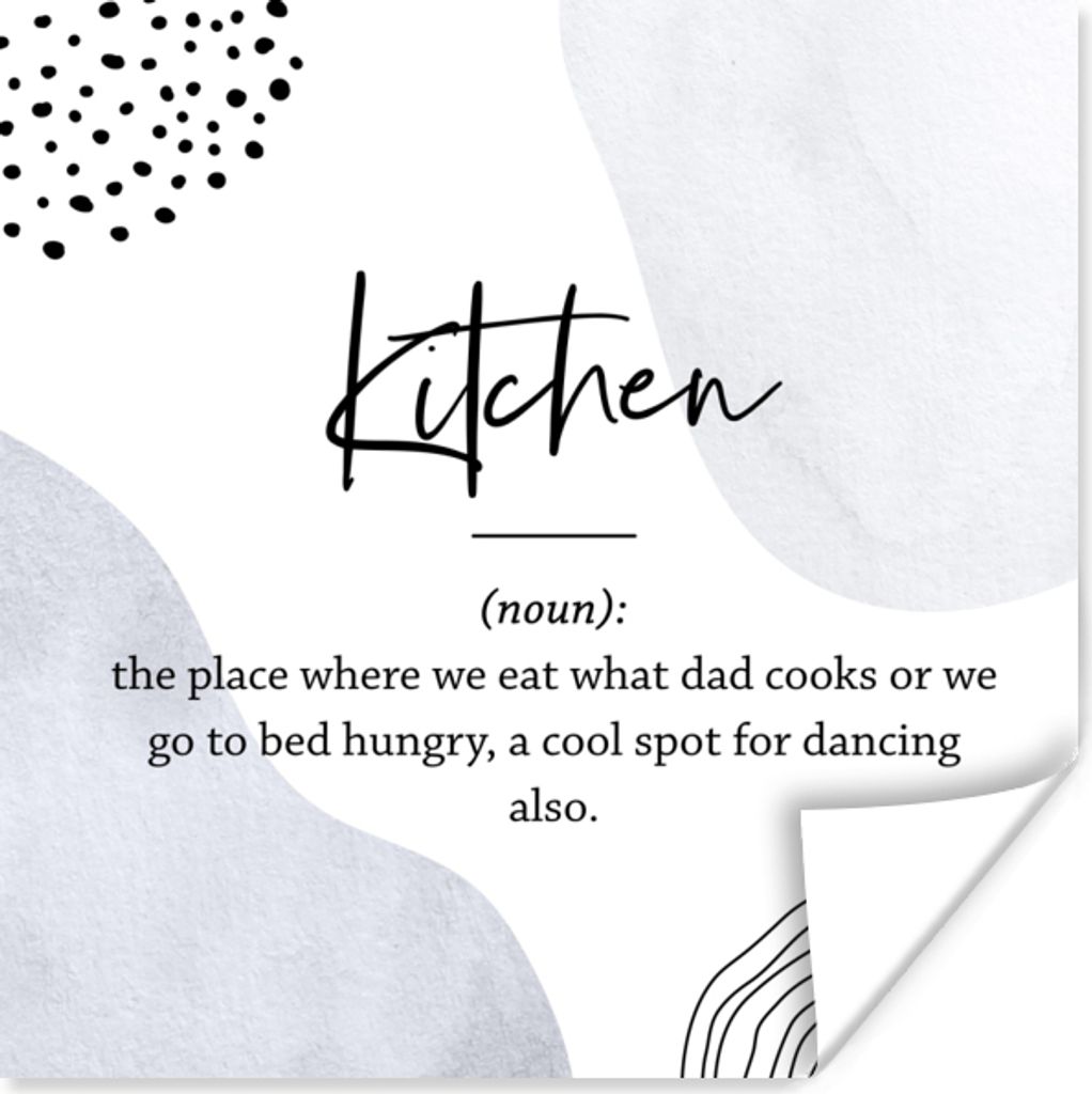 MuchoWow Poster Sprichwörter - Küche - Papa - Zitate - Definition Küche 50x50 cm - Wohnzimmerdekoration