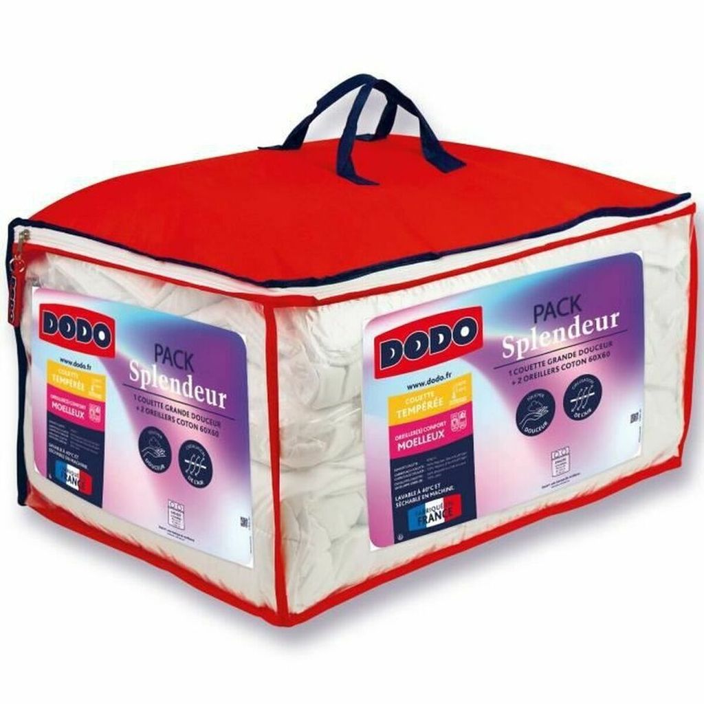 Bettdecke 220 x 240 cm + 2 Kissen 60 x 60 cm – Füllung: 100 % Polyester (FSC 300 g/m²) – Weiß