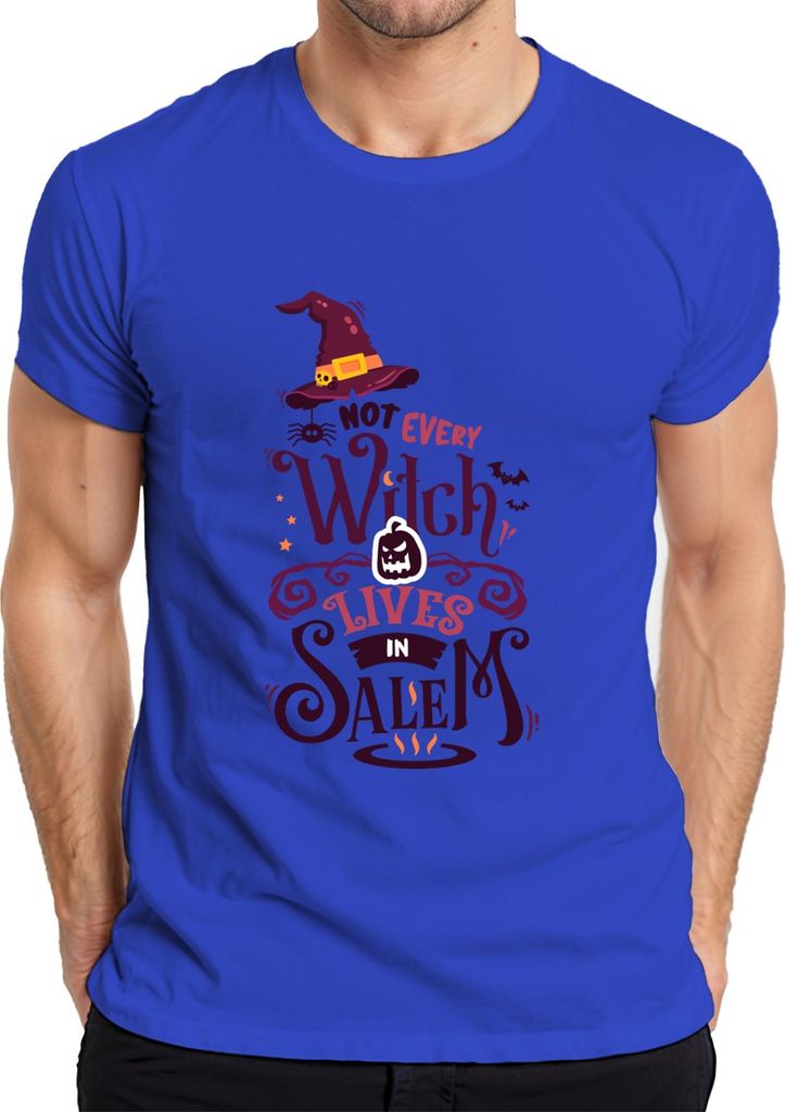 Not Every Witch lives in Salem Halloween Kürbis Hexenhut gruselig Herren T-Shirt, Blau, XL
