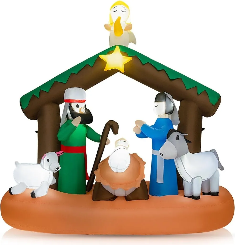 Crèche de Noël gonflable 180 cm résistante aux intempéries avec LED blanc - 2