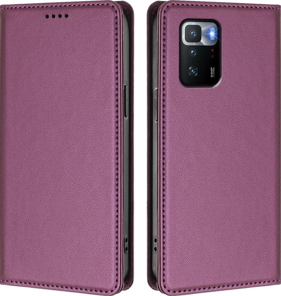 Handyhülle für Xiaomi Poco X3 GT, Kunstleder Klapphülle Stoßfeste Magnetische Hülle mit Ständer Lila