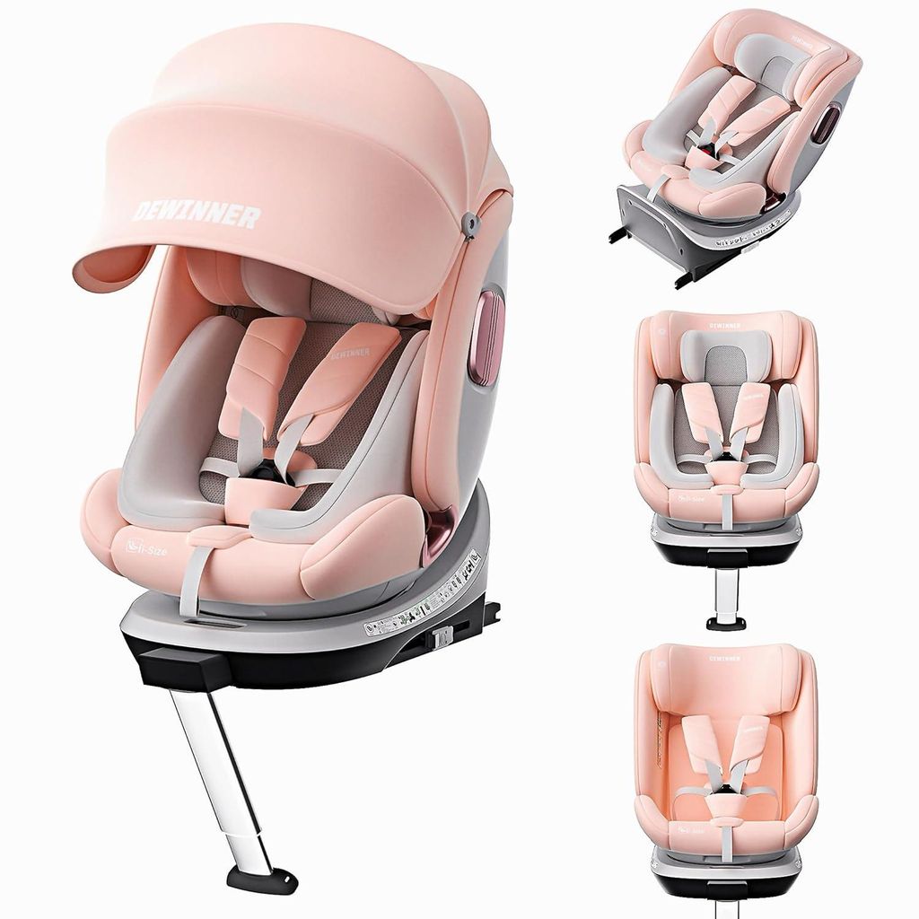 DEWINNER Kindersitz 360°Drehbar, Kinderautositz I-Size, Gruppe 0+/1/2/3 für Autos mit ISOFIX, Reboarder ab Geburt -12 Jahre (40-150 cm), 0-36 kg