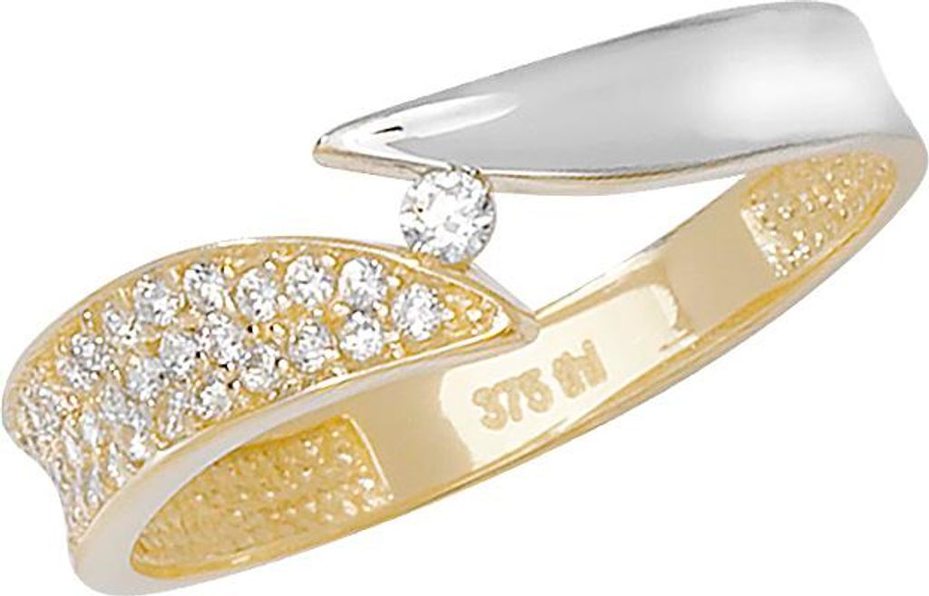 9 Karat (375) Bicolor Gold Damen - Ring mit Zirkonia, 60 (19.1); TRS11224RSS